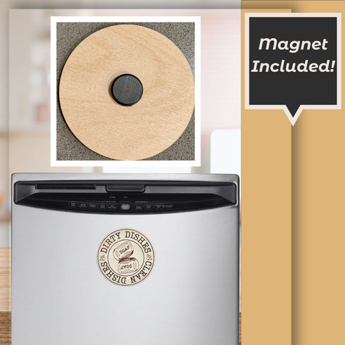 Clean Dirty Dishwasher Wooden Magnet With Vintage Soap Graphic-Laser Engraved